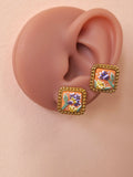 Batik Square Stud (orange)